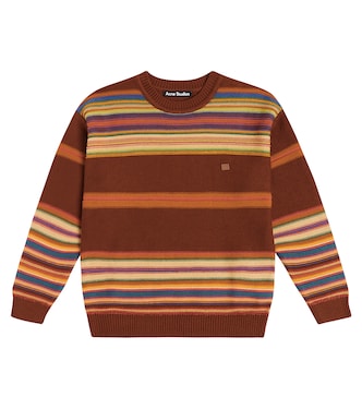 Pull Face Logo rayé en coton | Acne Studios Kids