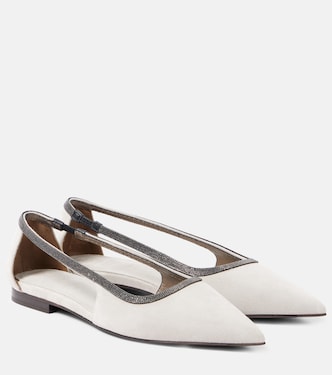 Ballerine in suede con monili | Brunello Cucinelli