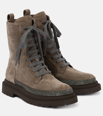 Schnürstiefel Monili aus Veloursleder | Brunello Cucinelli