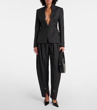 Blazer rayé en laine mélangée | Mugler