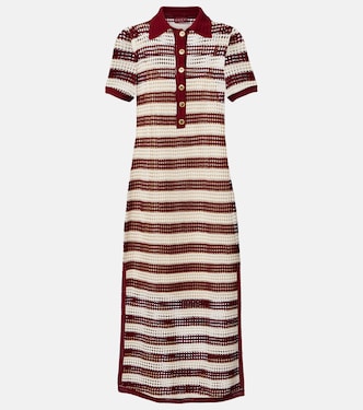 Vestido calado de seda a rayas | Gucci