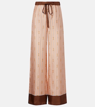 Pantalones palazzo de seda con Horsebit | Gucci