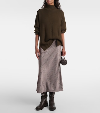 Plaid satin slip skirt | Vince