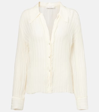 Ruffled striped semi-sheer shirt | Vince