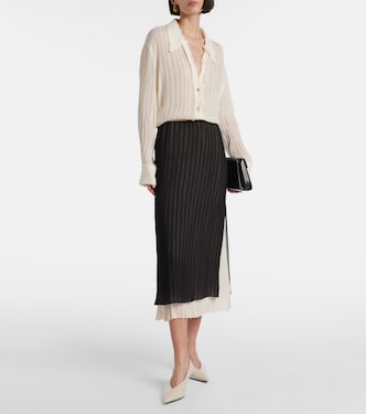 Ruffled striped semi-sheer shirt | Vince