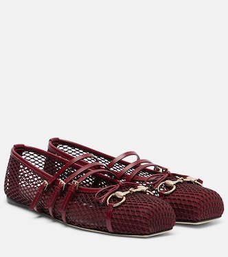 Horsebit mesh and leather ballet flats | Gucci