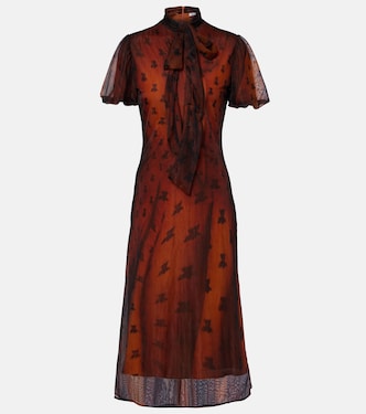 Bow-detail printed sheer midi dress | Acne Studios