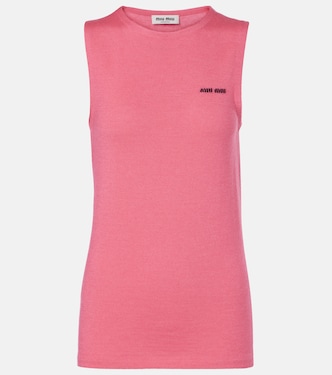 Logo cashmere and silk top | Miu Miu