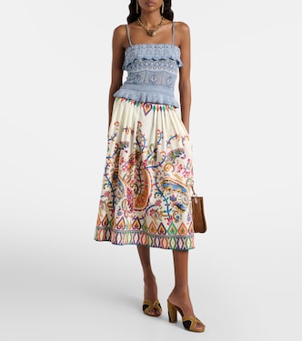 Falda midi de jacquard de gasa de algodón | Etro