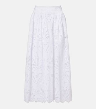 Broderie anglaise cotton-blend midi skirt | Etro