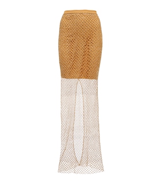 Crystal-embellished net maxi skirt | Costarellos