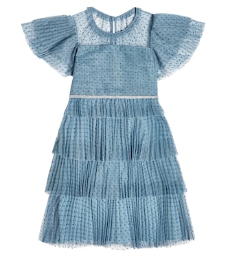 Kleid Blue Dot aus Mesh | Self-Portrait Kids
