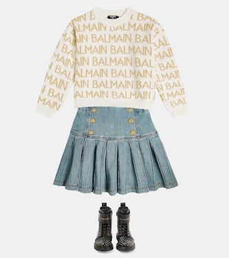 Jersey en mezcla de lana con logo | Balmain Kids