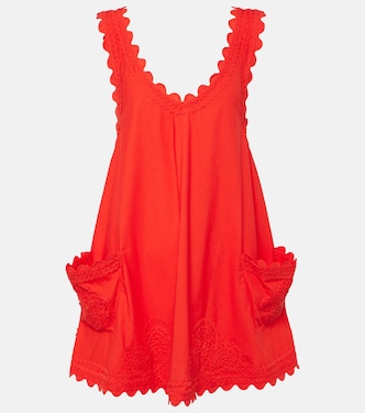 Embroidered scalloped cotton minidress | Juliet Dunn
