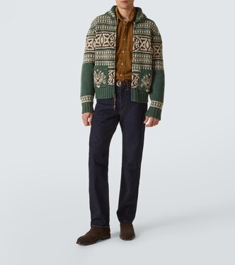 Wool jacquard zip-up cardigan | RRL