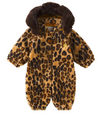 Baby leopard-print faux fur overalls | Mini Rodini