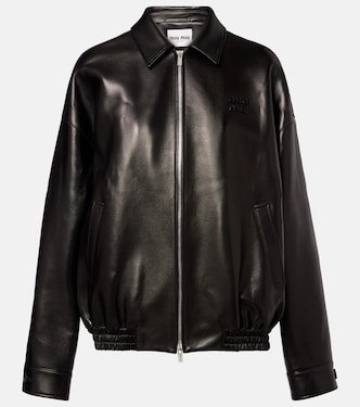 Giacca in pelle con logo | Miu Miu
