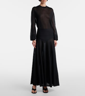 Flared virgin wool maxi skirt | Alaïa