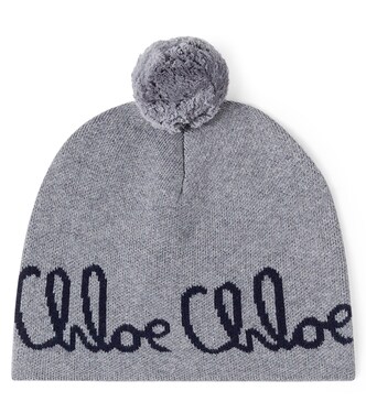Logo cotton and wool beanie | Chloé Kids