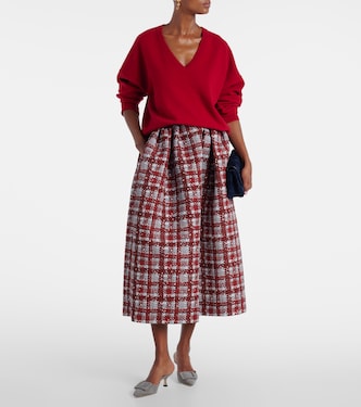 Plaid faille midi skirt | Oscar de la Renta