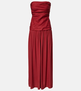 Hedy gathered linen maxi dress | Faithfull