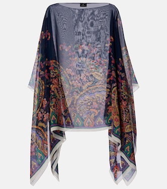 Printed silk crêpe de chine poncho  | Etro