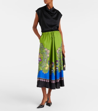 Printed silk midi skirt | La DoubleJ