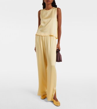 Loreto silk charmeuse wide-leg pants | Asceno