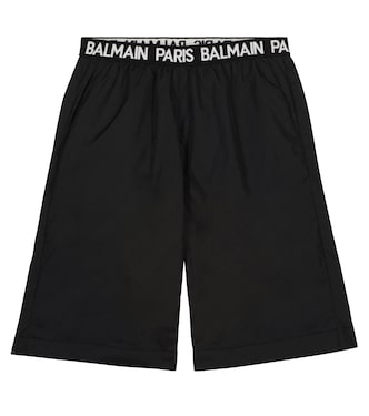 Shorts in tessuto tecnico con logo | Balmain Kids