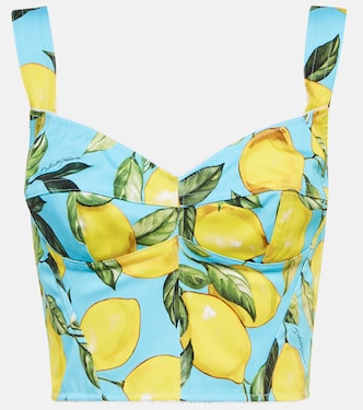 Printed cotton-blend bustier top | Dolce&Gabbana