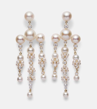 Orecchini Jardin de Rêve in oro giallo 14kt con diamanti e perle | Sophie Bille Brahe
