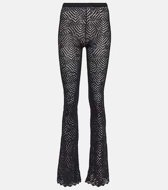 Embellished high-rise flared lace pants | Alessandra Rich