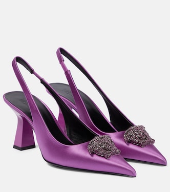 La Medusa satin slingback pumps | Versace