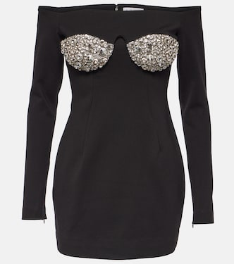 Crystal-embellished off-shoulder minidress | Area