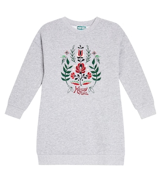 Embroidered cotton jersey sweatshirt dress | Kenzo Kids