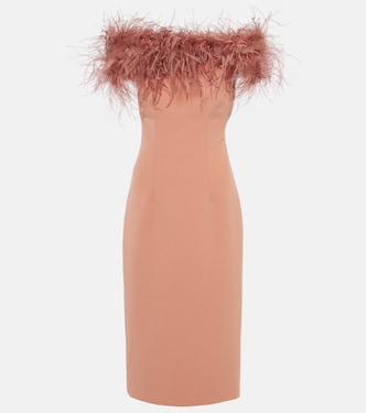 Vestido midi con ribete de plumas | Safiyaa