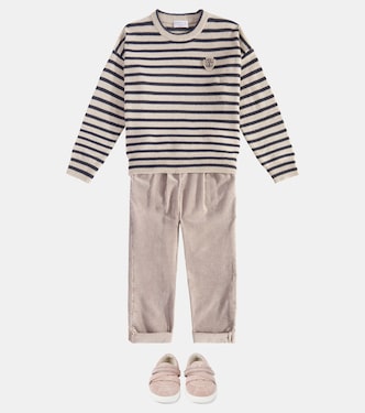Pullover in cashmere e lana a righe | Brunello Cucinelli Kids