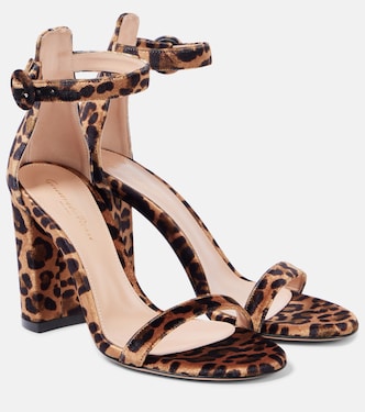 Gaeta 95 leopard-print velvet sandals | Gianvito Rossi