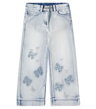 Embellished wide-leg jeans | Monnalisa