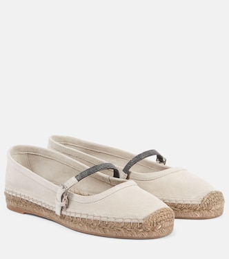 Espadrillas in suede con monili | Brunello Cucinelli