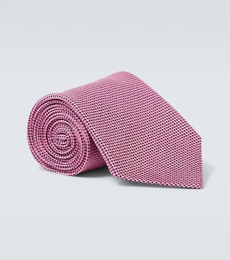 Checked silk tie | Charvet
