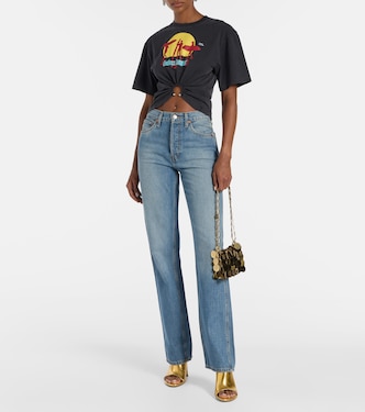 Printed cropped cotton jersey T-shirt | Rabanne