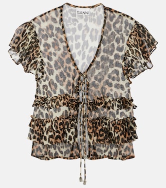 Bedruckte Bluse aus Chiffon | Ganni