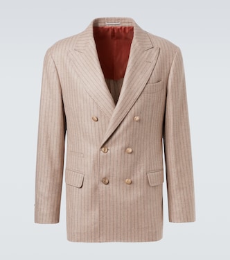 Blazer de cachemir y seda a rayas | Brunello Cucinelli
