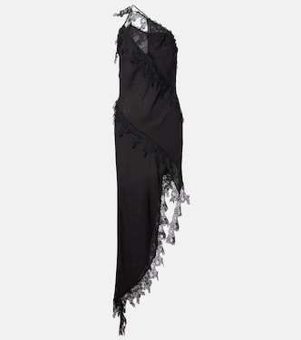 Asymmetric lace-trimmed midi dress | Blumarine