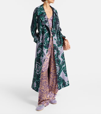 Pantalon ample en satin de soie à fleurs | Dries Van Noten