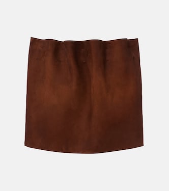Gathered suede miniskirt | Prada