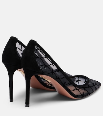 85 suede-trimmed mesh pumps | Aquazzura