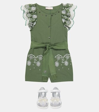 Playsuit aus Baumwolle und Lochspitze | Monnalisa