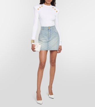 Minifalda en denim con monograma | Balmain